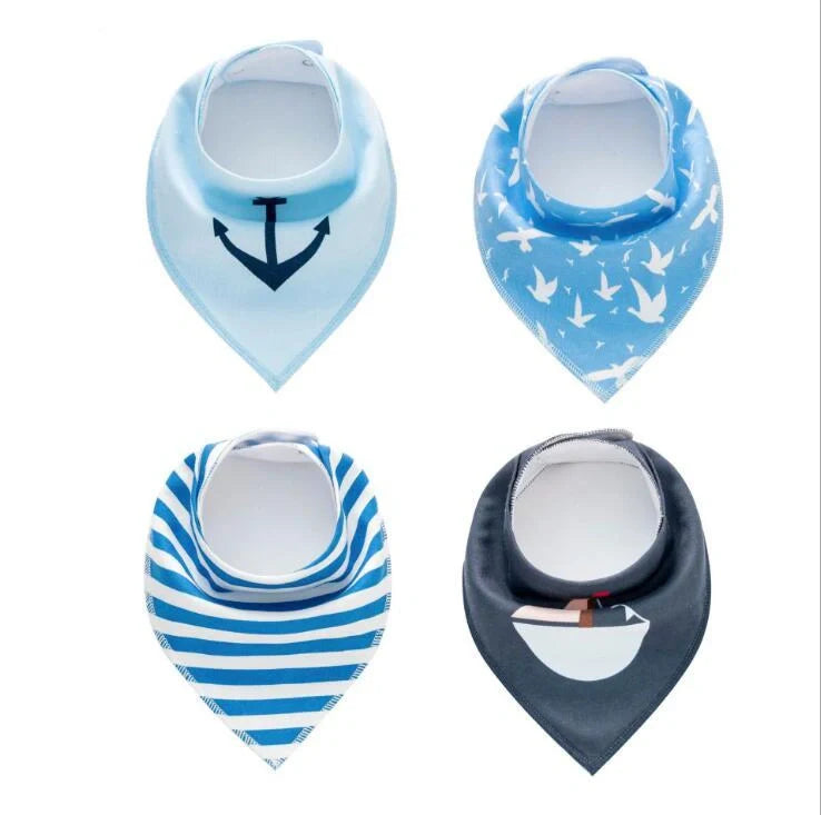 Stylish baby bibs set with arrow, wave, and triangle prints, perfect for keeping your baby clean and fashionable.