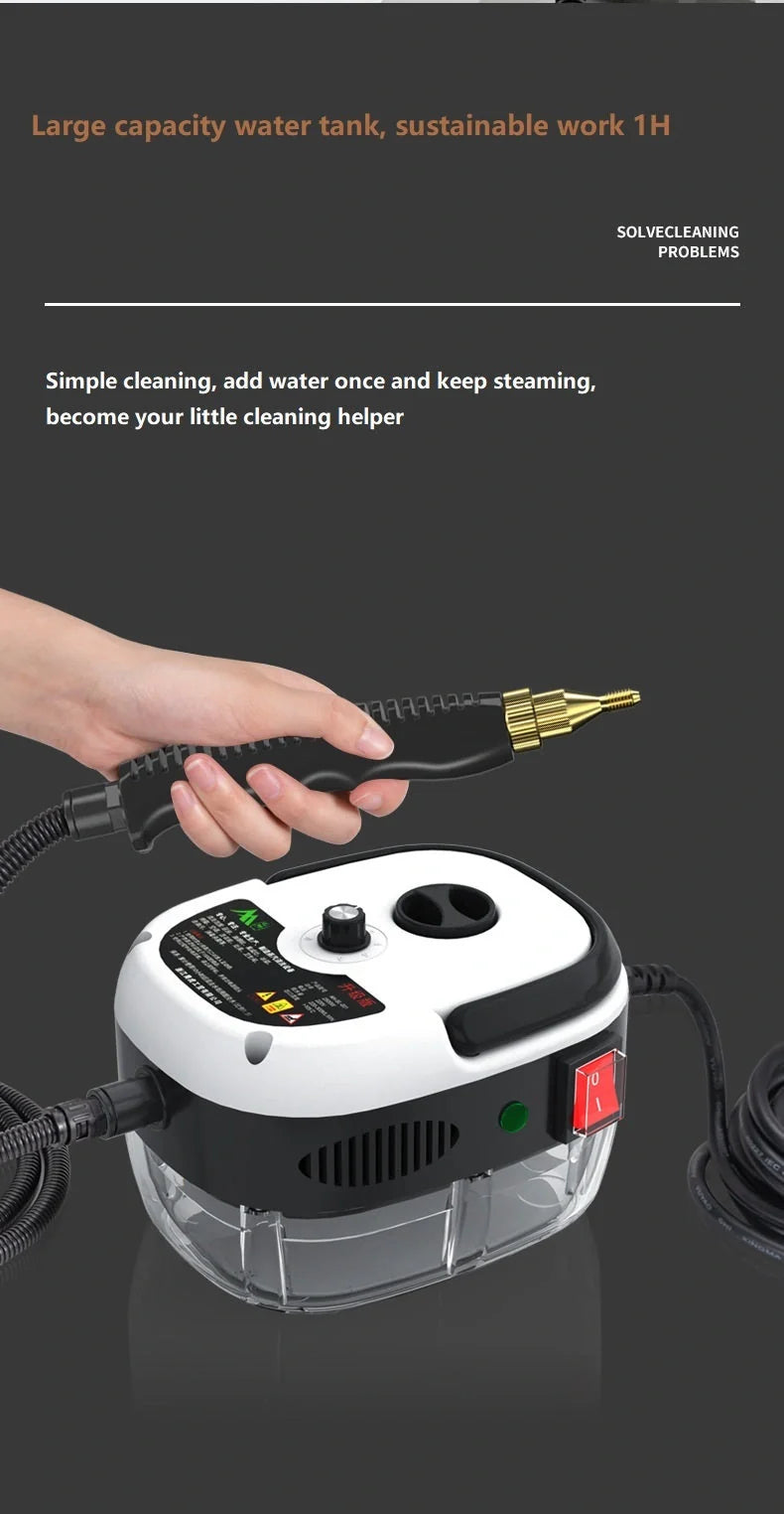 High Pressure Steam Cleaner with large glass water tank and multiple nozzles for kitchen cleaning