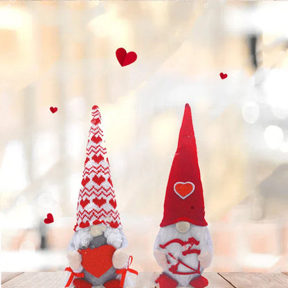 Plush gnome decorations in Cupid-inspired and romantic designs for Valentine's Day and holiday decor