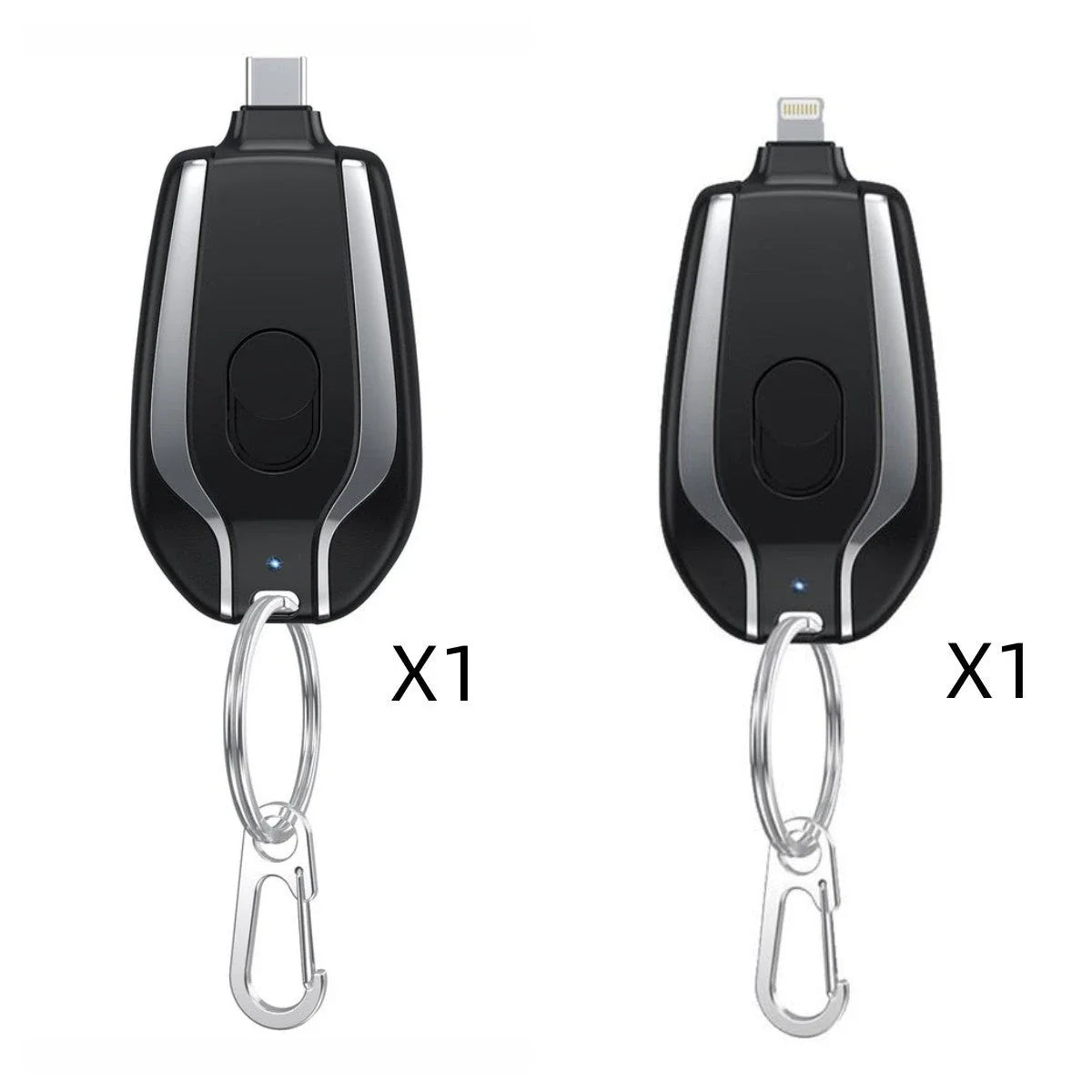 A compact, 1500mAh portable power bank with a keychain design, featuring a waterproof and durable construction for on-the-go charging of smartphones, tablets, and other USB-powered devices.