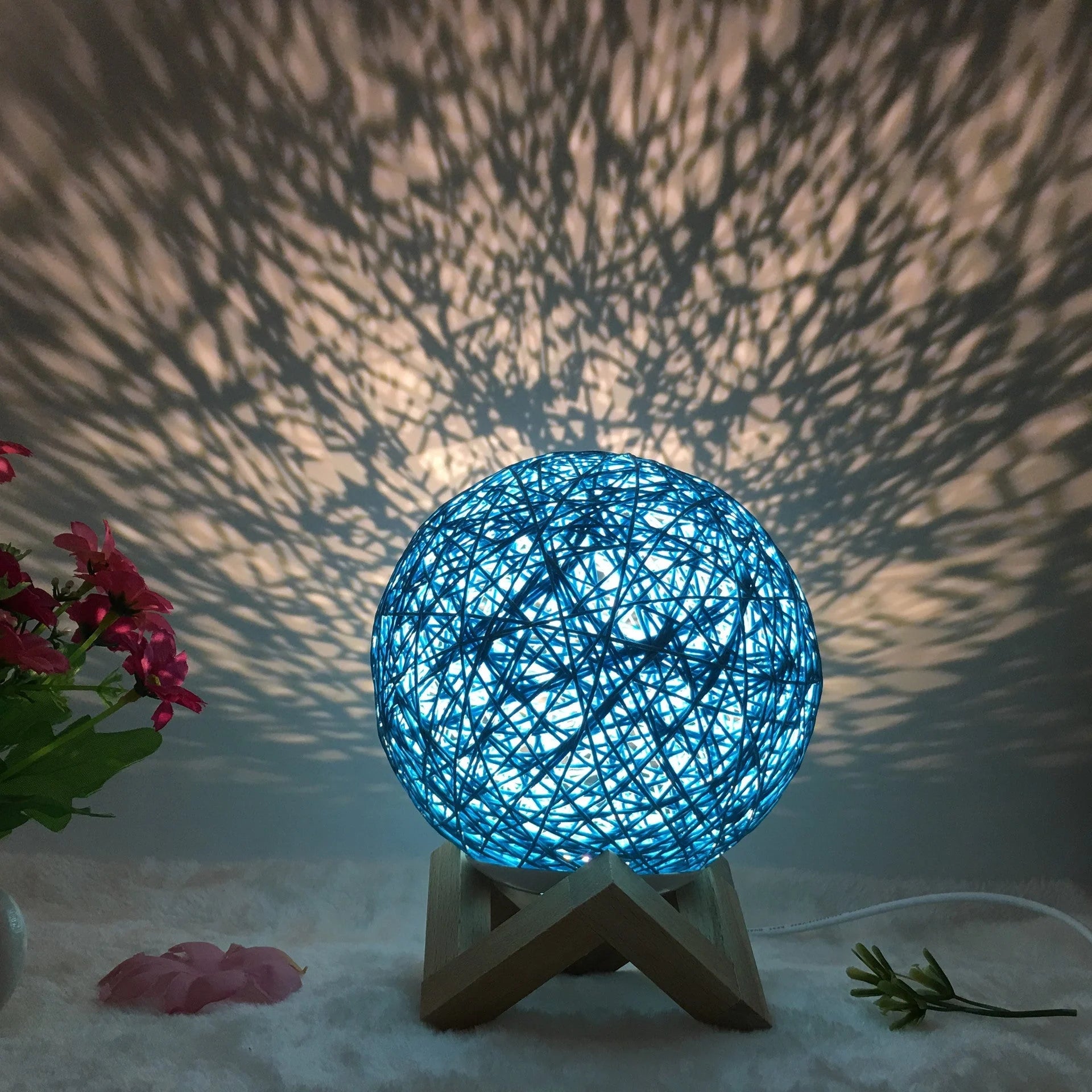 Creative Linen Table Lamp with LED Intelligent USB7 Colour RGB16 Remote Control