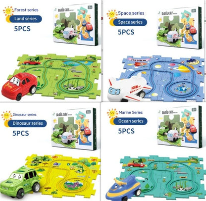 DIY Assembly Electric Railroad Speeder Toy with multiple track configurations