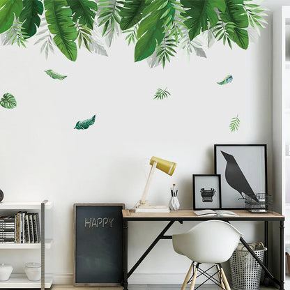 Lush green plant wall stickers in a Nordic-inspired design for home decoration
