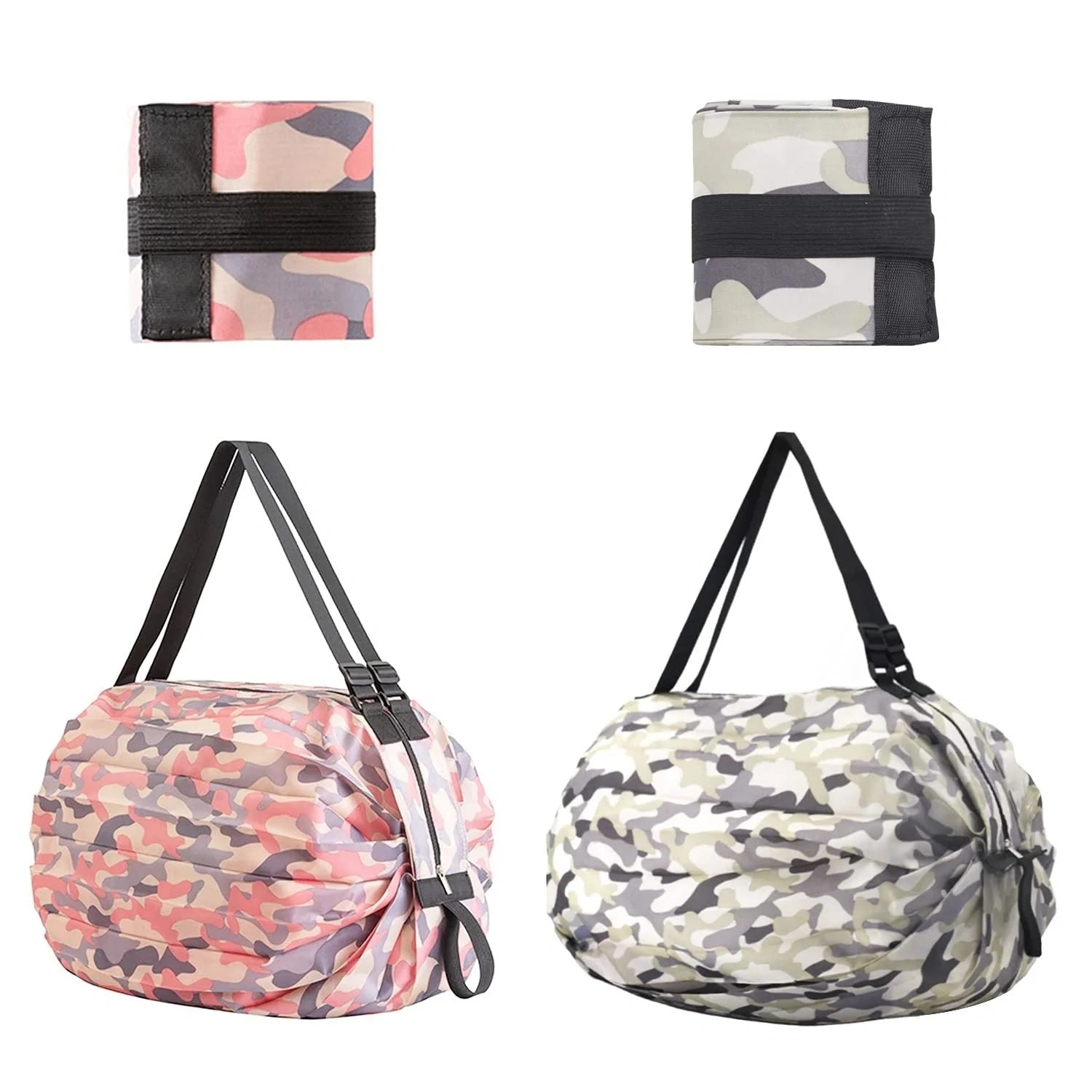 Large capacity foldable nylon shopping bag in various colors