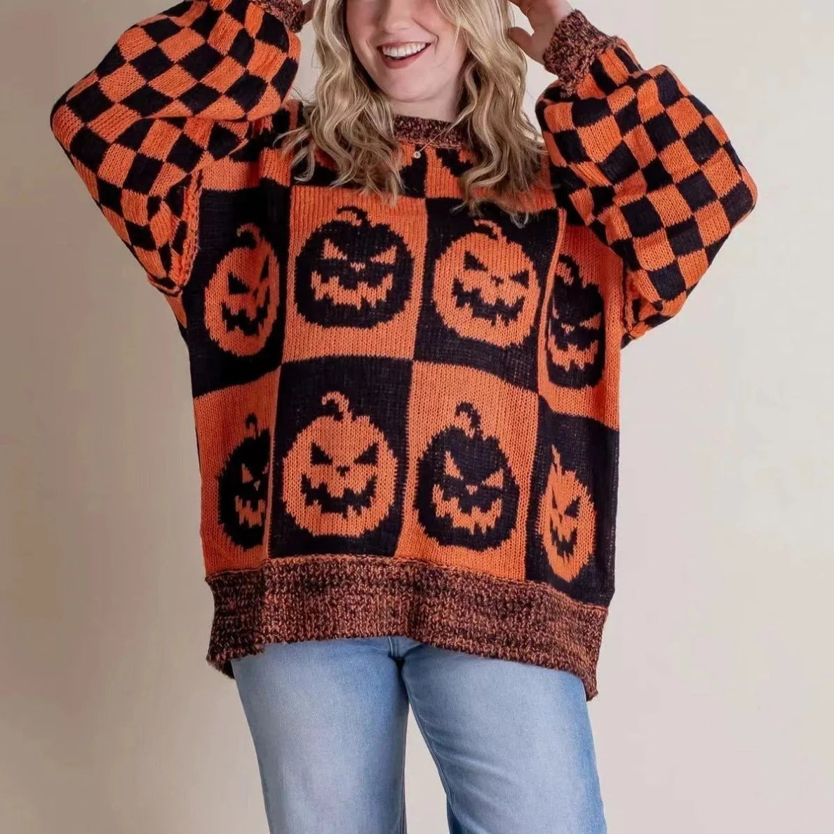 Halloween Cartoon Pumpkin Ghost Sweater in various colours