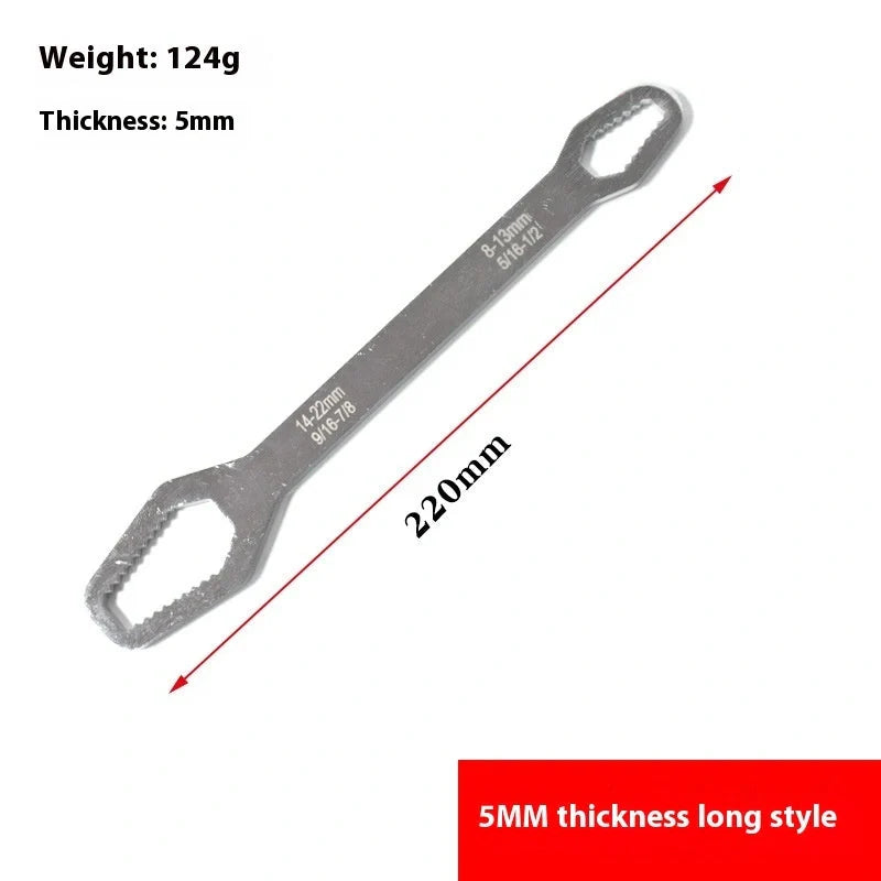 Versatile dual-head wrench made of durable 45# steel with a sleek galvanized finish, designed for a range of household tasks