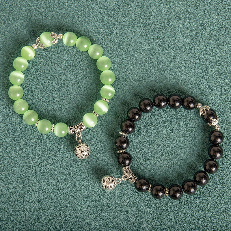 Elegant 10mm hollow ball Korean-style crystal opal bracelet in various colours