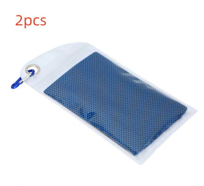 Mountaineering Cooling Towel in various vibrant colours, designed for outdoor activities and heat relief