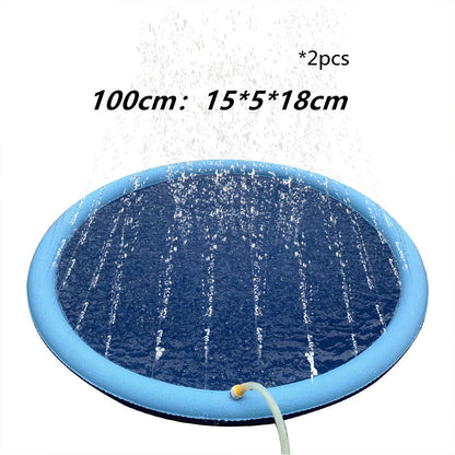 Refreshing splash pad for kids and pets, backyard water play mat with sprinklers