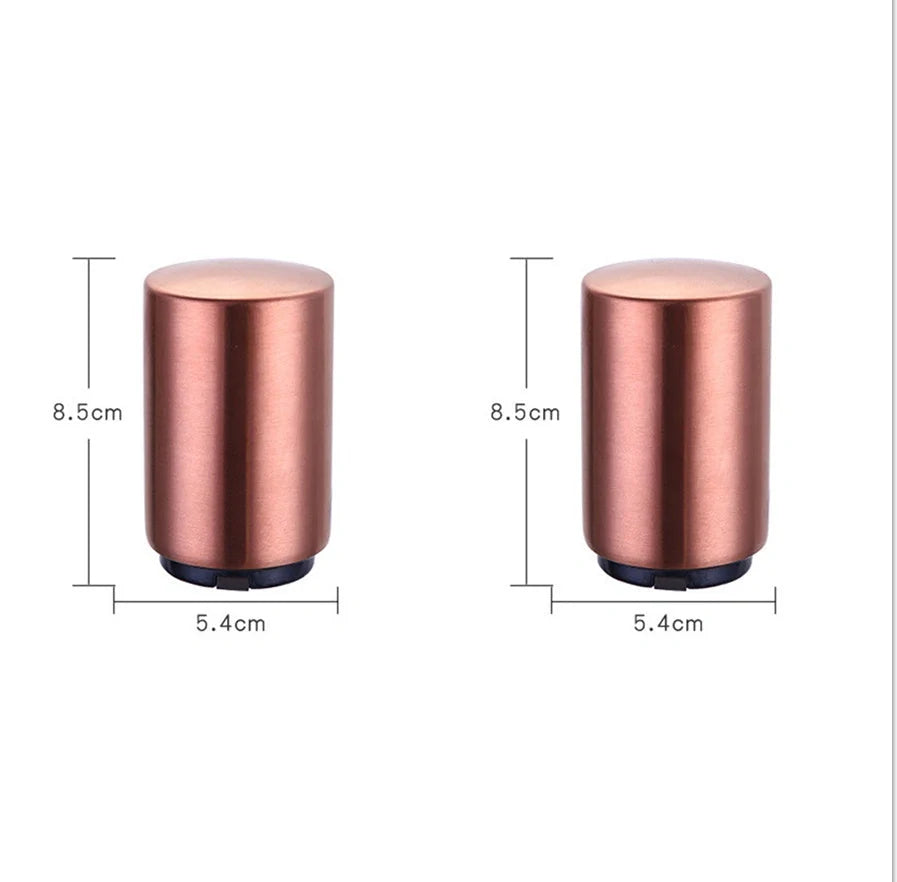 Portable magnetic automatic beer bottle opener in brushed stainless steel finish