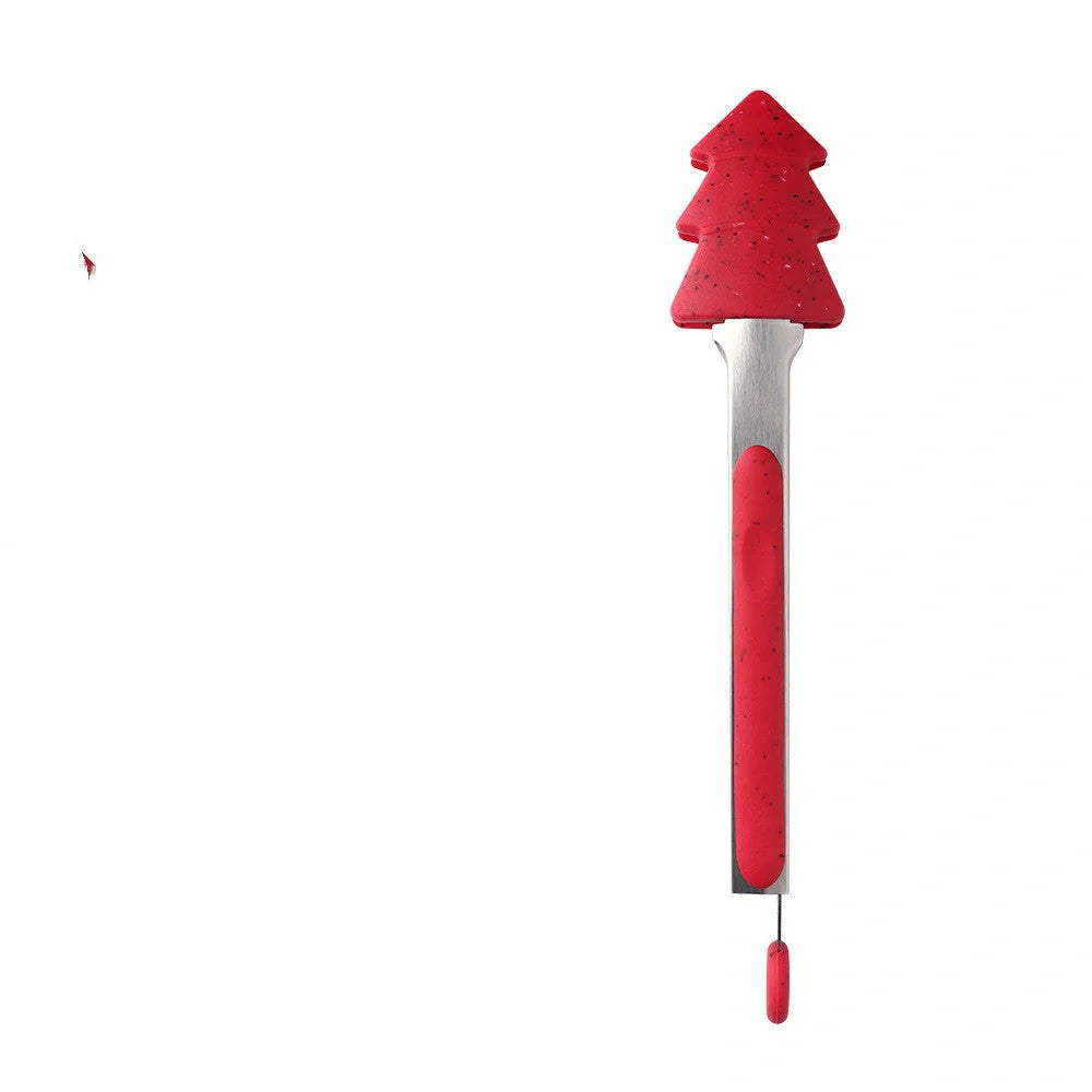 Christmas silicone kitchen tongs with festive designs for BBQ, bread, and salads