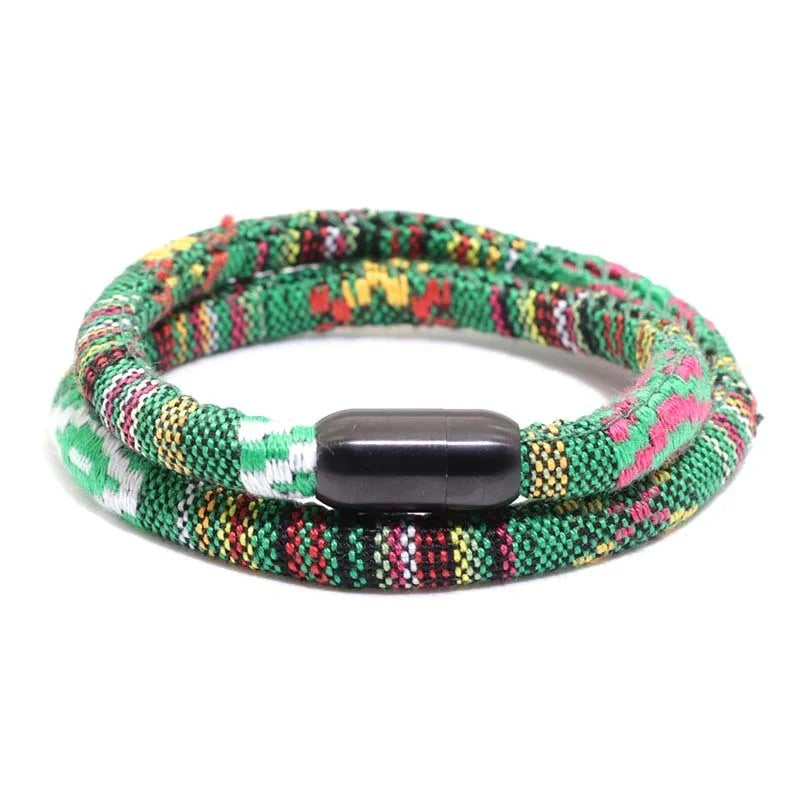 Bohemian Men's Stainless Steel Magnet Charm Bracelet in various colours and sizes