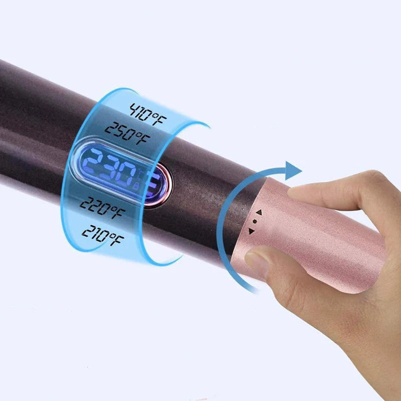 Metallic grey 2-in-1 hair straightener and curler with tourmaline ceramic plates