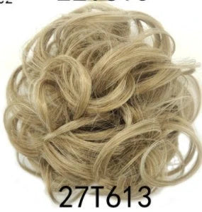 Synthetic wavy curly messy hair bun for women, 12cm diameter, high temperature wire