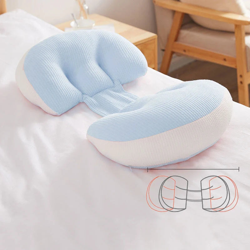 U-shaped pregnancy pillow for side sleepers with abdomen support
