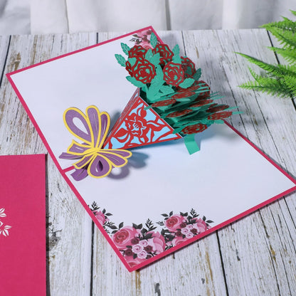 Elegant 3D pop-up wedding and anniversary greeting cards with laser-cut designs in a variety of romantic themes