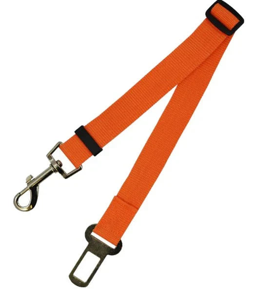 Adjustable dog seatbelt made of durable nylon material with heavy-duty hardware for secure pet travel