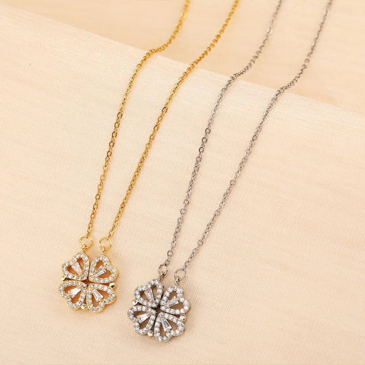Exquisite four-leaf clover titanium steel necklace with elegant charm and non-fading luster