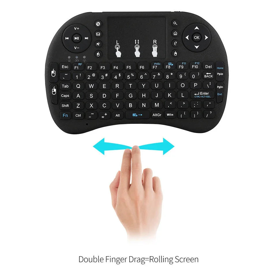 Sleek wireless mini keyboard with touchpad, versatile connectivity for smart TVs, PCs, and more