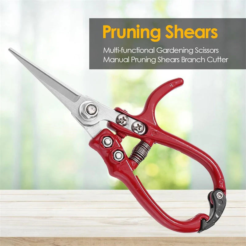 Multifunctional garden scissors with safety buckle and stainless steel spring for durable pruning