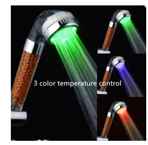 Color Changing LED Shower Head with temperature display and high-pressure flow