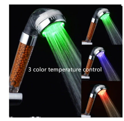 Color Changing LED Shower Head with temperature display and high-pressure flow
