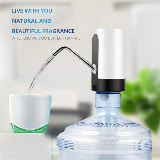 Automatic electric water bottle pump with USB charging, smart switching, and durable construction
