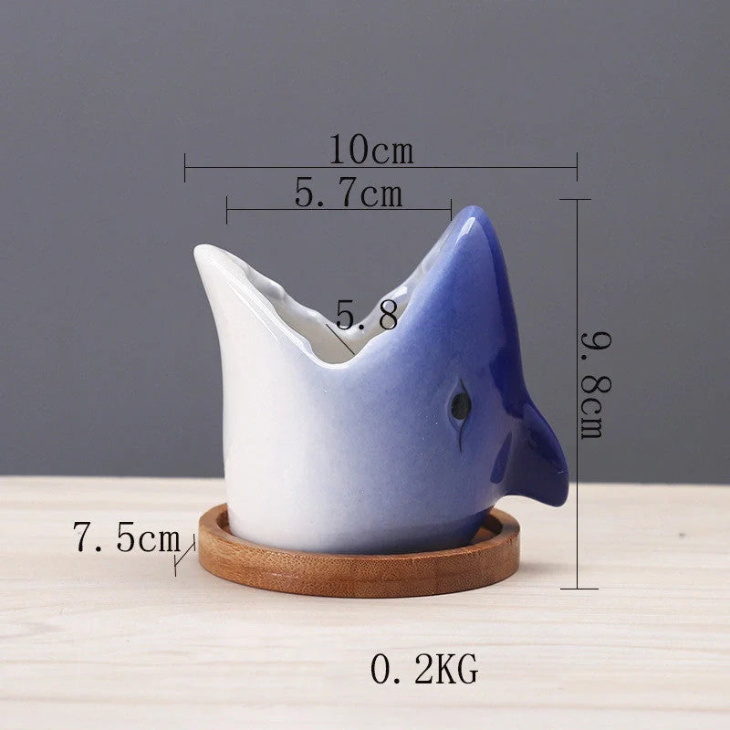 Creative cartoon ceramic succulent pot with drainage hole for indoor plants