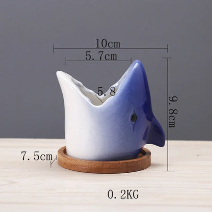 Creative cartoon ceramic succulent pot with drainage hole for indoor plants