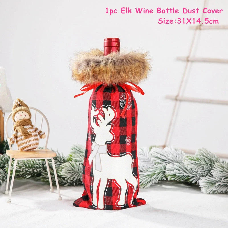 Festive Christmas wine bottle socks in vibrant colours, 14cm x 31cm