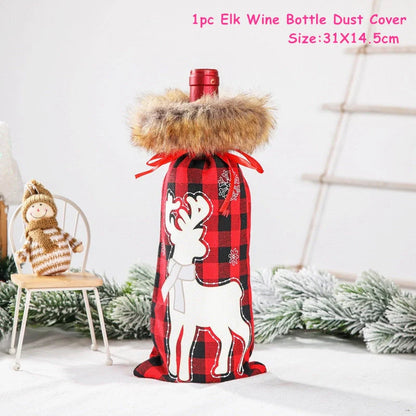 Festive Christmas wine bottle socks in vibrant colours, 14cm x 31cm