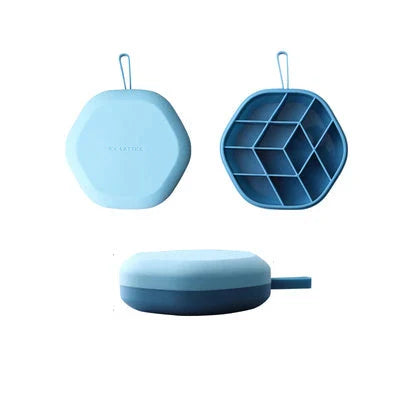 Silicone hexagon-shaped 3D ice cube tray with lid, available in various colours