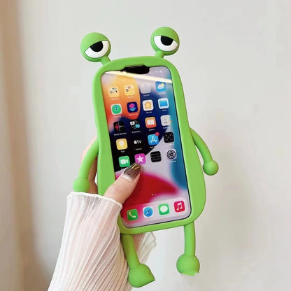 3D Cartoon Kawaii Silicone Phone Case for iPhone with cute frog design