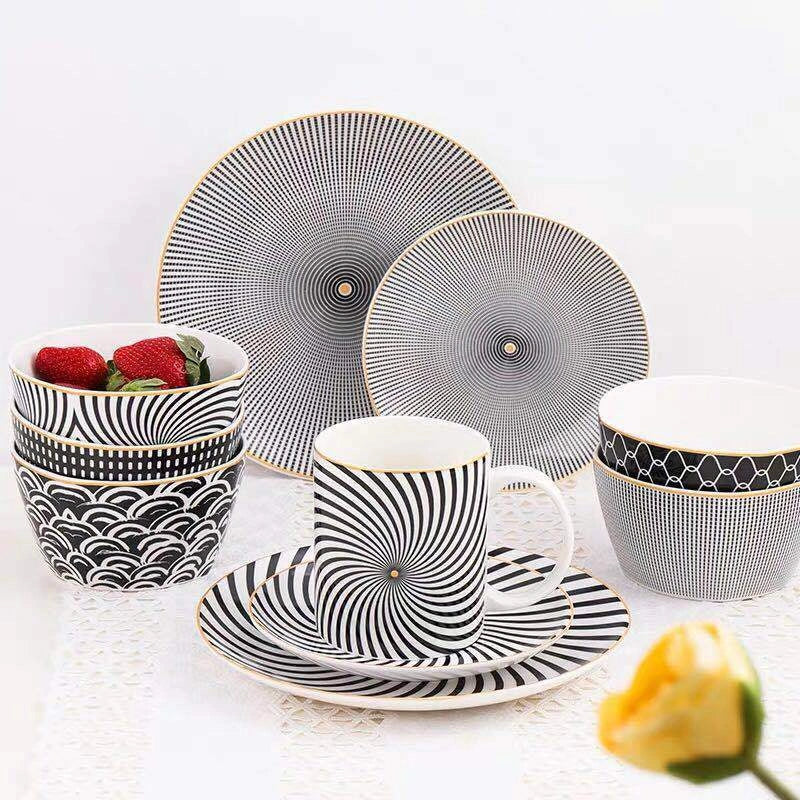 8-inch Nordic style geometric ceramic plate for modern dining