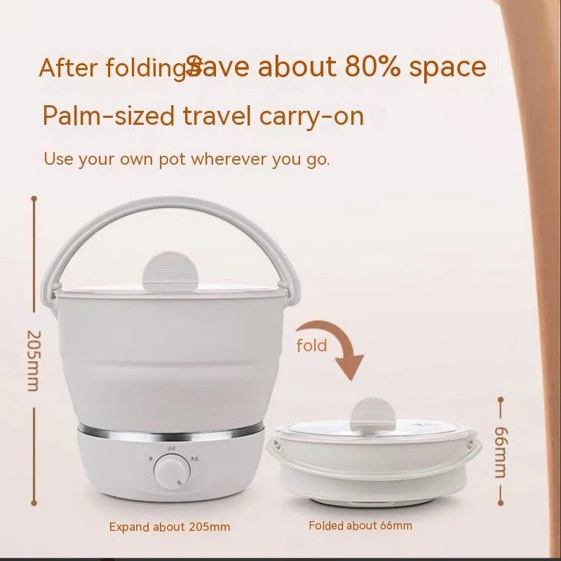 Portable folding electric cooker with food-grade silicone liner and stainless steel components