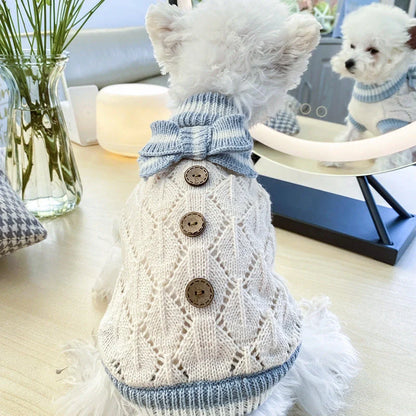 Bowknot Hollow Knit Dog Sweater in various colours and sizes