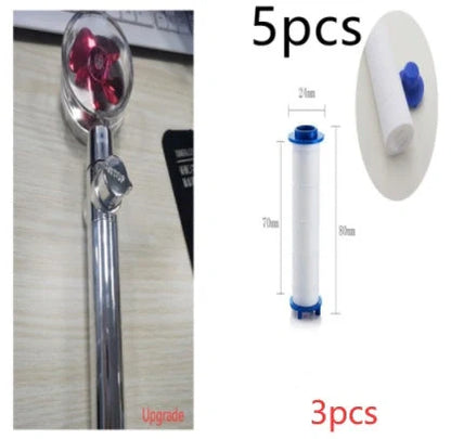 Turbo Propeller Shower Head in various colours with 360-degree fan extension