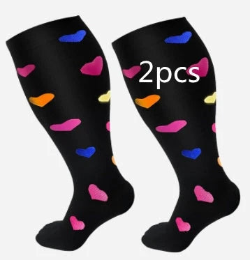 Plus-sized compression socks with bamboo fiber blend for breathability and comfort