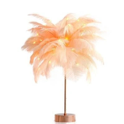 Elegant feather lamp with a vintage-inspired Scandinavian design, featuring adjustable lighting and versatile power options.