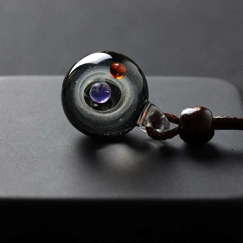 Cosmic Nebula Pendant Necklace with celestial glass ball design