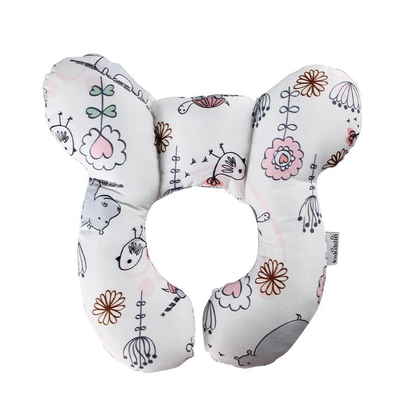 U-shaped baby head support pillow in pure cotton for car safety seats