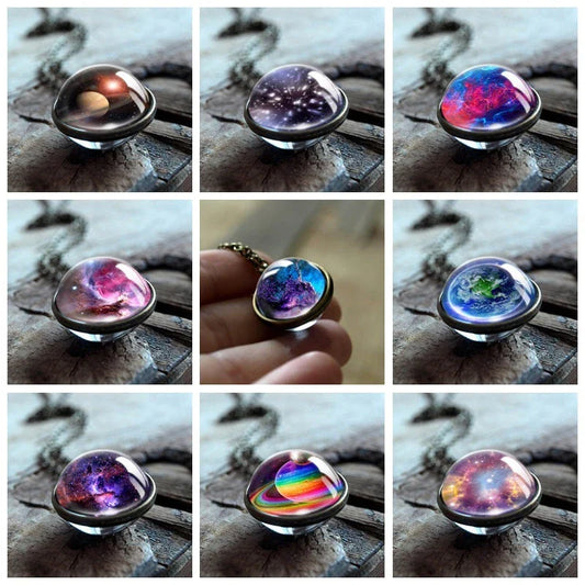 Ethereal Nebula Galaxy Double-Sided Pendant Necklace with Captivating Celestial Patterns