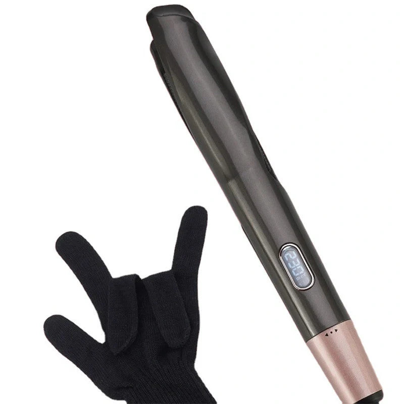 Metallic grey 2-in-1 hair straightener and curler with tourmaline ceramic plates