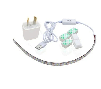 Adjustable LED light bar with touch-sensitive dimming controls for sewing machines, providing customizable lighting for sewing, quilting, and embroidery projects.