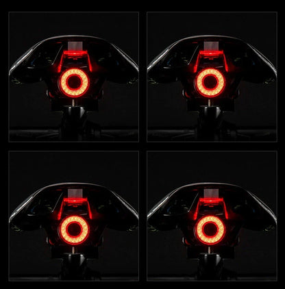 Premium bicycle rear light with intelligent brake sensing, bright LED lights, and durable aluminium alloy construction