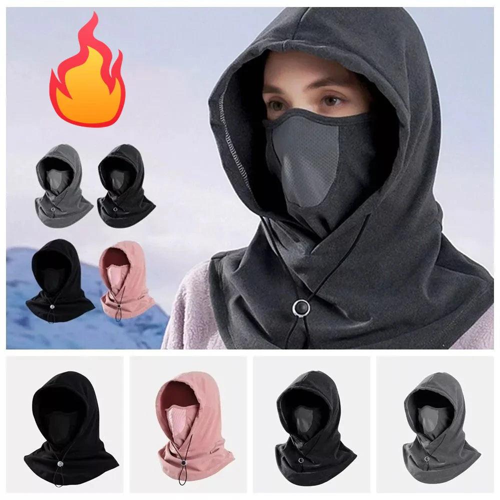 Adjustable thermal fleece scarf neck warmer in black, dark gray, light gray, and pink colors