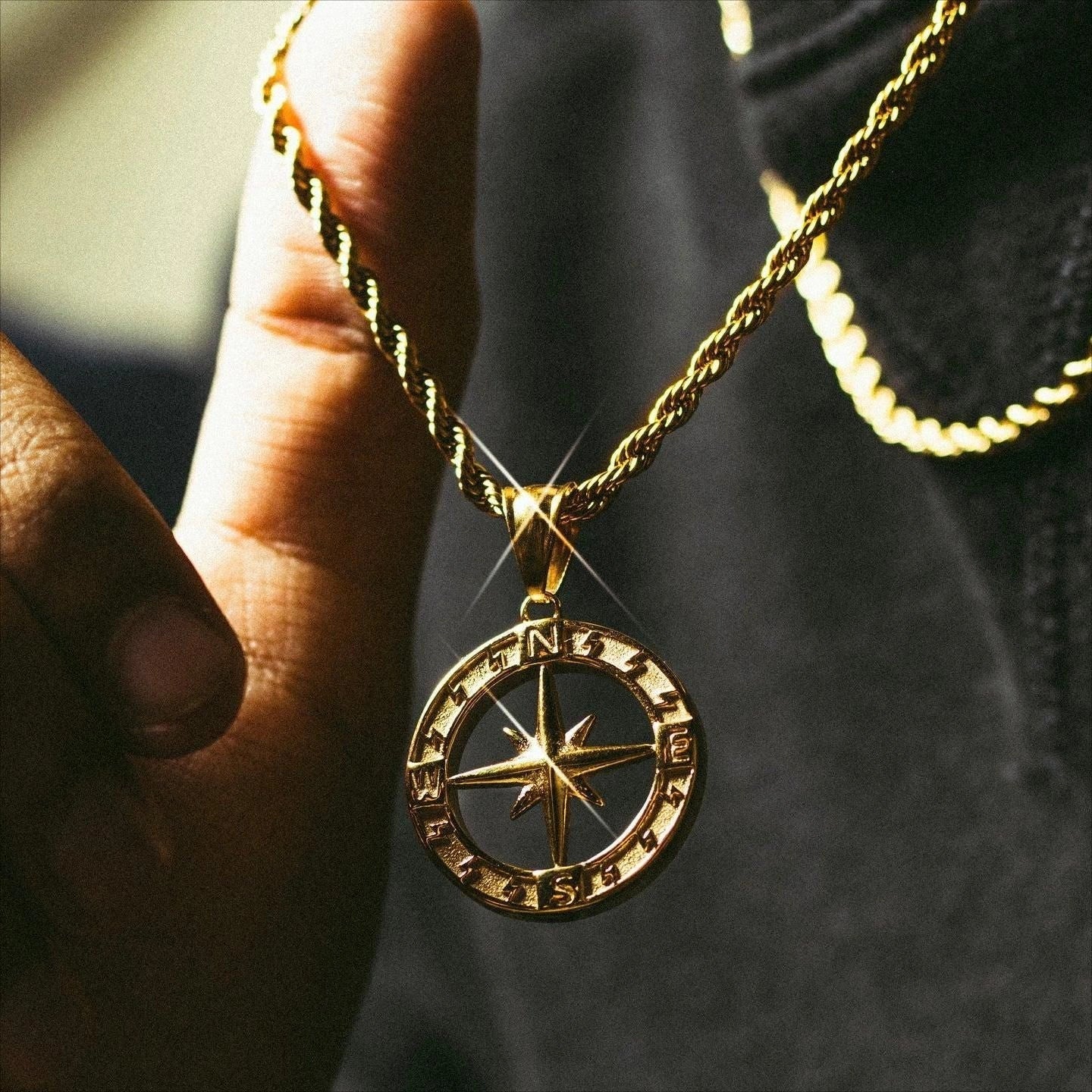 Elegant Stainless Steel Compass Necklace in gold and silver designs