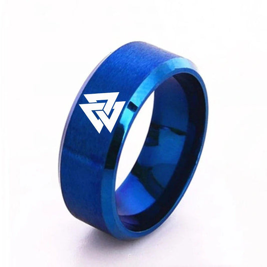 Stainless Steel Viking Odin Symbol Ring in various colours and sizes