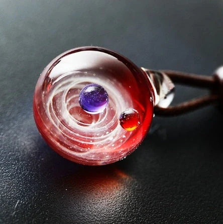 Cosmic Nebula Pendant Necklace with celestial glass ball design