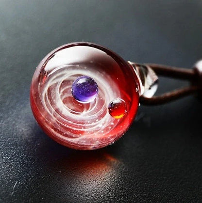 Cosmic Nebula Pendant Necklace with celestial glass ball design